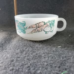 Vintage Glasbake J-2711 Milk Glass Retro Vegetables Soup Mug Coffee Cup USA